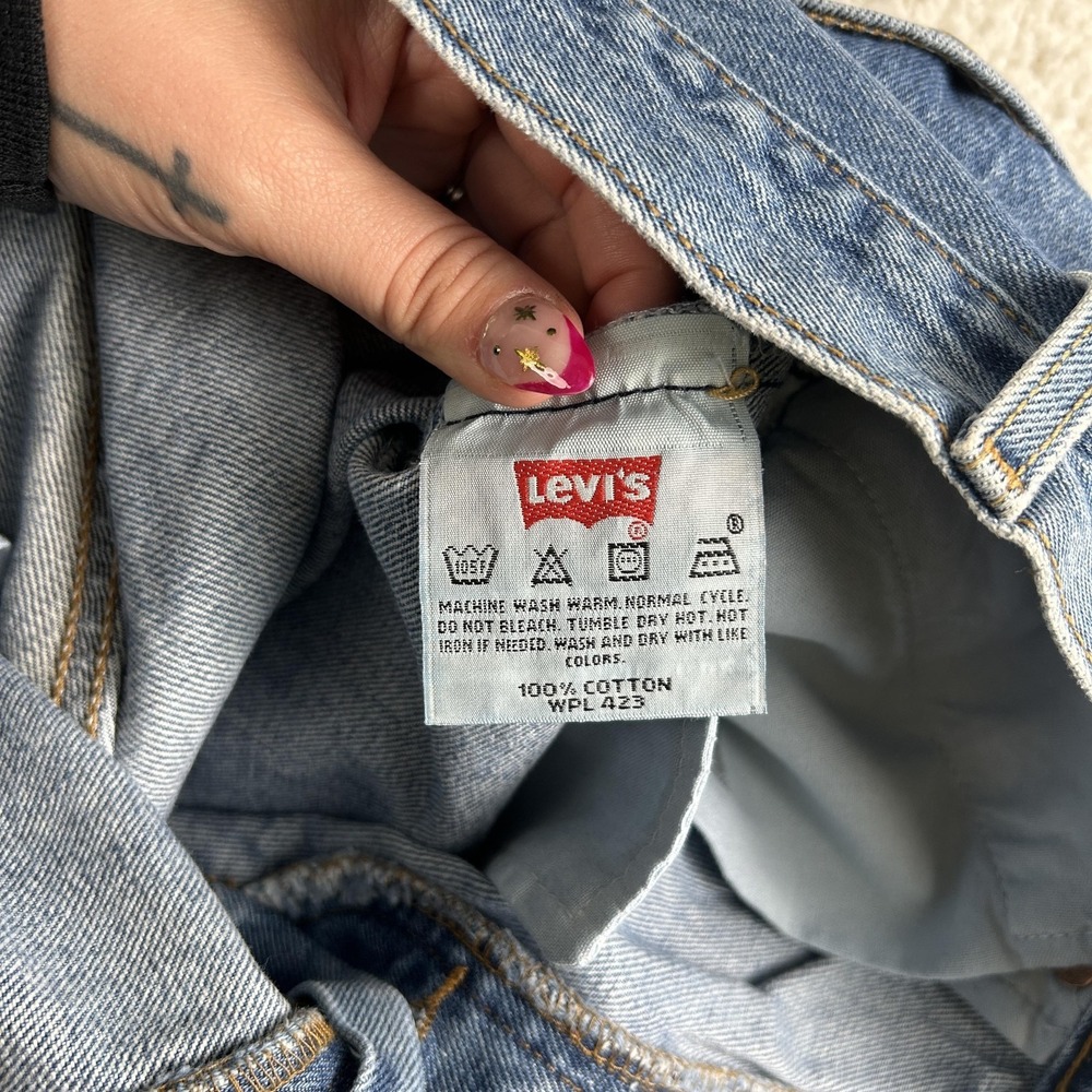 Vintage Levis 501 Jeans Mens 34x32 Denim Regular Straight Button Fly Batwing Tag - Picture 8 of 14